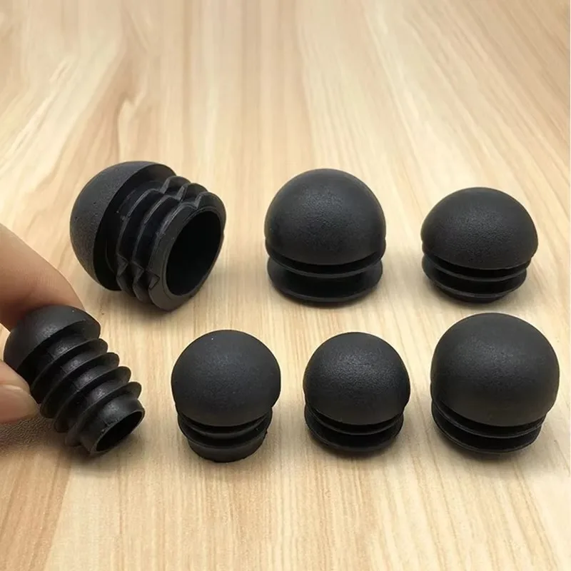 Black Round Tube Plug Plastic Pipe End Cap 13-76mm Chair Table Foot Cap Furniture Leg Dust Cover Hardware