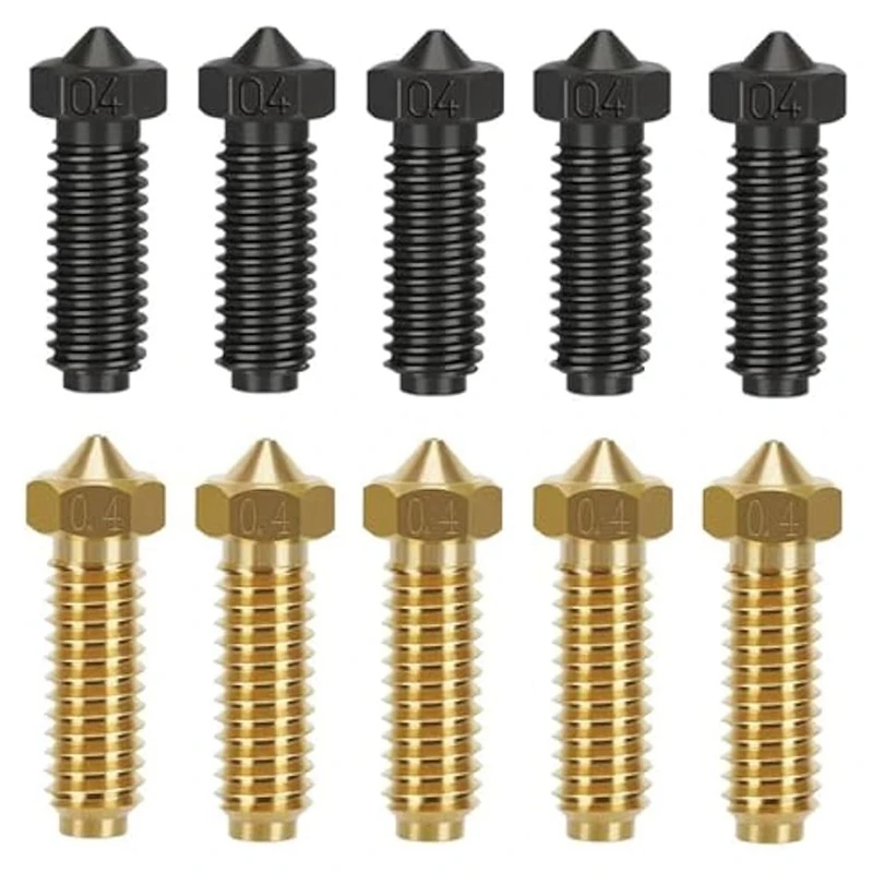 

AT82-3D Printer Nozzle Kit For Anycubic Kobra 2 - Included 5Pcs Hardened Steel Nozzles + 5Pcs Brass Nozzles 0.4Mm