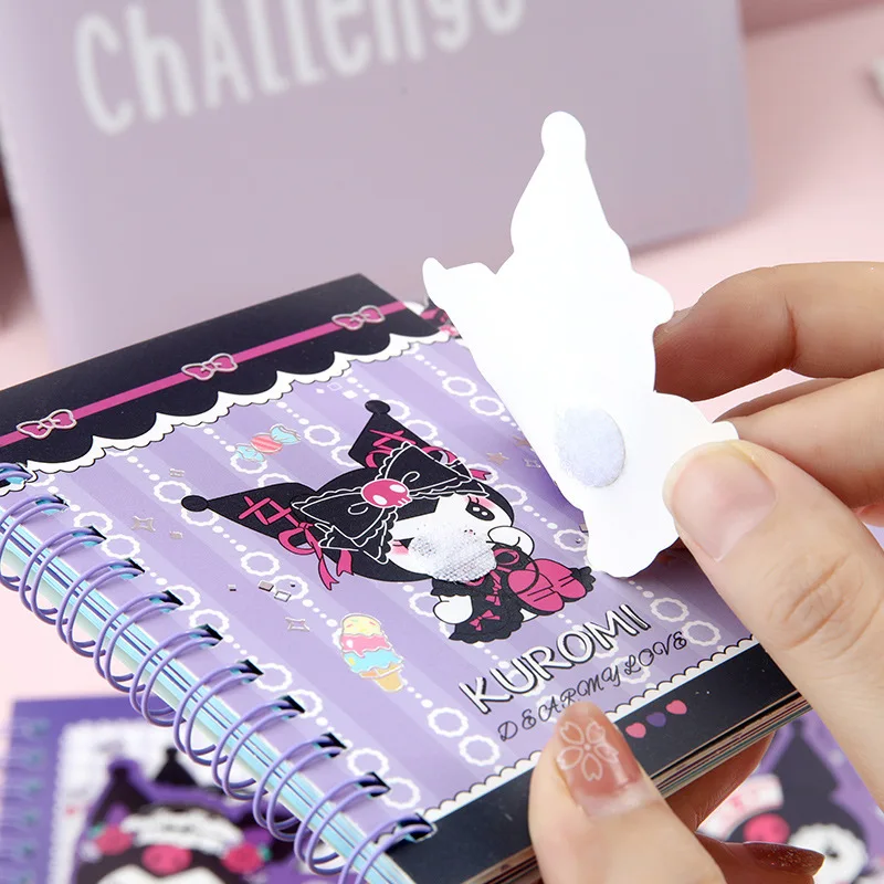 4PCS Sanrio Kuromi Hand Button Mini Notebook Cute Coil Cartoon Girl&Child Diary Learning Supplies Fashion Notepad Holiday Gifts