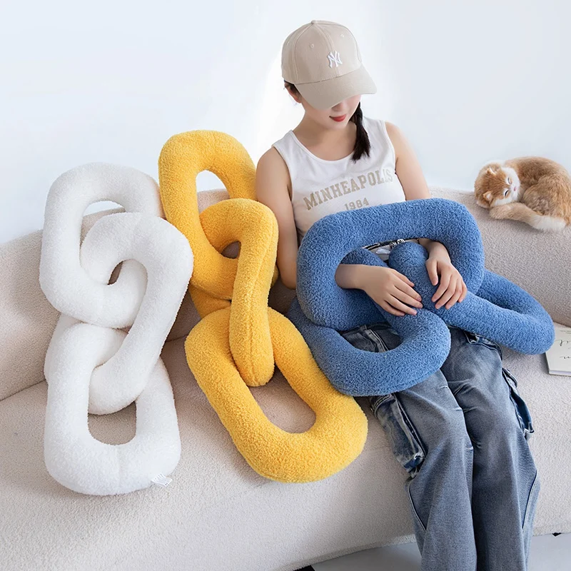 TreasuringU Knot Pillow Toys Chain Shaped Decorative Throw Pillows Soft House Car Cushion Colorful Sleeping Pillow