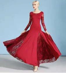 1pcs/lot Sexy lace ballroom dance dress for woman long sleeves waltz tango dance dresses standard ballroom dress