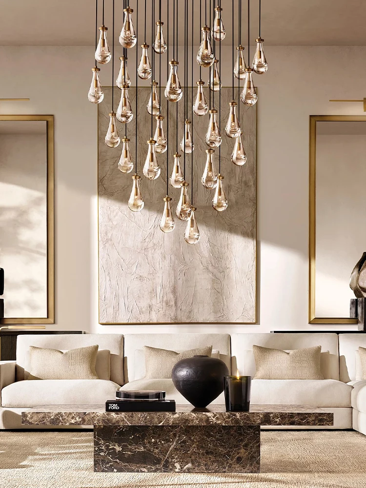 

LED American Water Drop Brass Chrome Black Designer Hanging Lamps Lustre.Pendant Lamp.Pendant Light For Living Room Dinning Room