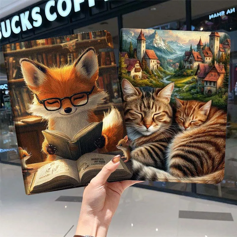

Cartoon Fox Reading Book Tablet Case For iPad Pro Air Mini 1 2 3 4 5 6 7 7th 8th 9th 10th 11th 10.2 9.7 10.5 10.9 11 2024 2025