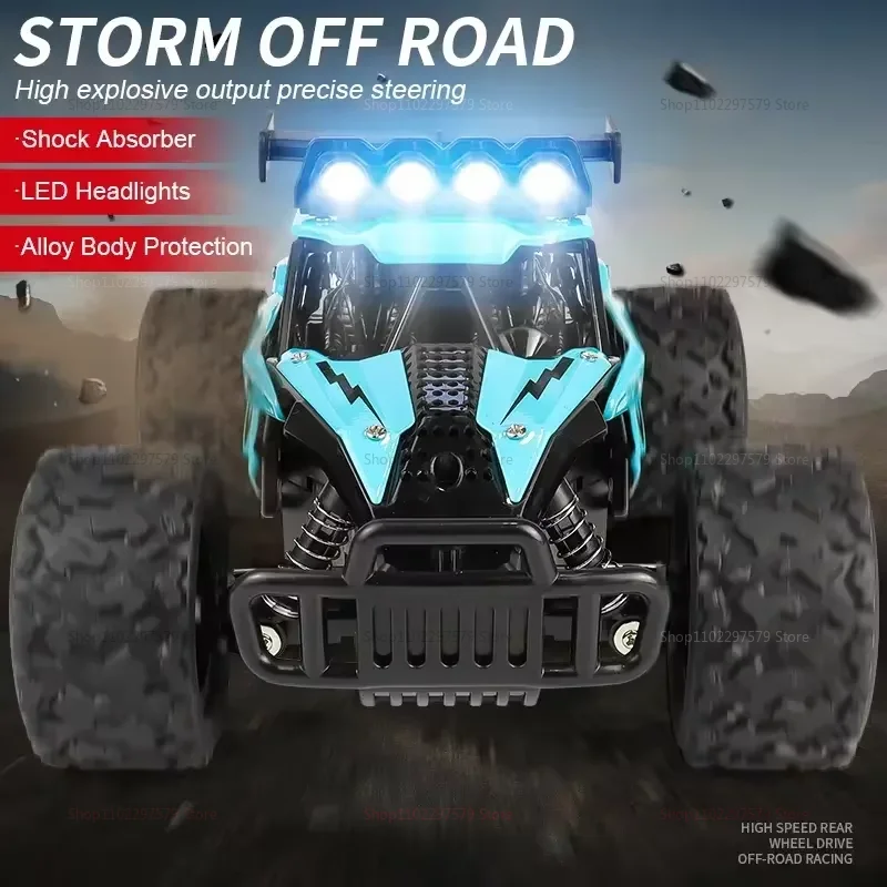 新型RC合金製カー 1/16スケール オフロード クライミング 2WD LEDライト 20KM/H 高速 ラジコンカー おもちゃ 男の子 女の子 子供向けギフト