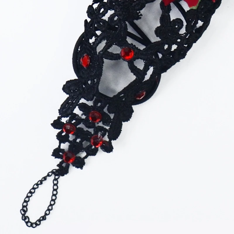 Halloween Witch Gloves Lace Rhinestones Mittens Women\'s Witch Elbow Long Gloves