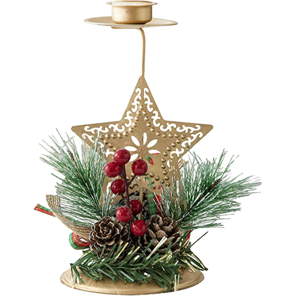 

Candlestick Ornament Christmas Centerpiece Xmas Candleholder Desktop Adornment Stand Holders Decoration