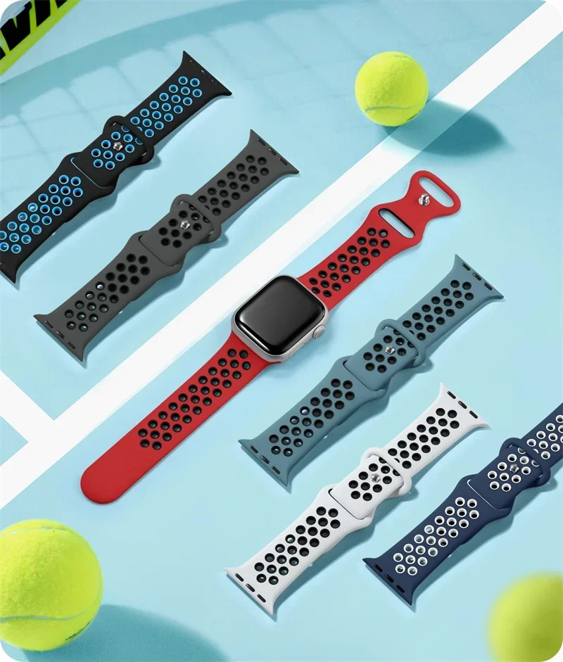 Sport Band for Apple Watch Strap Ultra-2 49mm Series 9/8/7 41mm 45mm 38 42MM 46mm Silicone Bracelet series 10 6 SE 5 4 44mm 40mm image 3