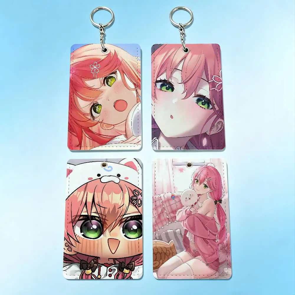 

Pink S-Sakura M-Mikos Card Holder Men And Womenn Universal Antirust Keychain Learther Access Drop Key Tag Ring