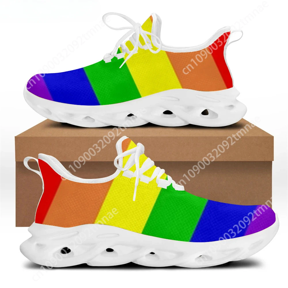 

Custom Rainbow Pride Shoes for Women's Lgbt Flag Gay Brand Design Casual Ladies Lace Up Flats Sneakers Sapatos Femininos