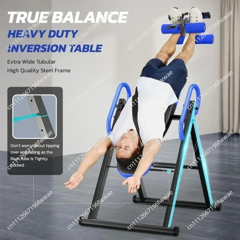 Gravity Heavy Duty Inversion Table with Headrest & Adjustable Protective Belt Back Stretcher Machine for Pain Relief Therapy