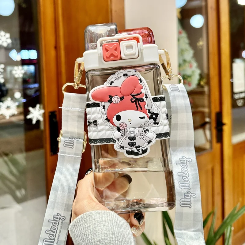 Hello Kitty Kuromi High-Quality Plastic Cup  Convenient Carry-Handle Direct-Drink Cup  Student & Casual Water Cup   Water Bottle - view 4