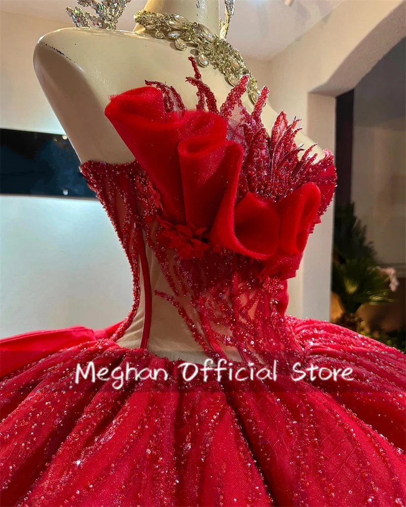 Red Sweetheart Bow Quinceanera Dresses Ball Gown Bead Applique 2024 Birthday Luxury Dress Ruffle Formal Gown Sweet 16 Customized