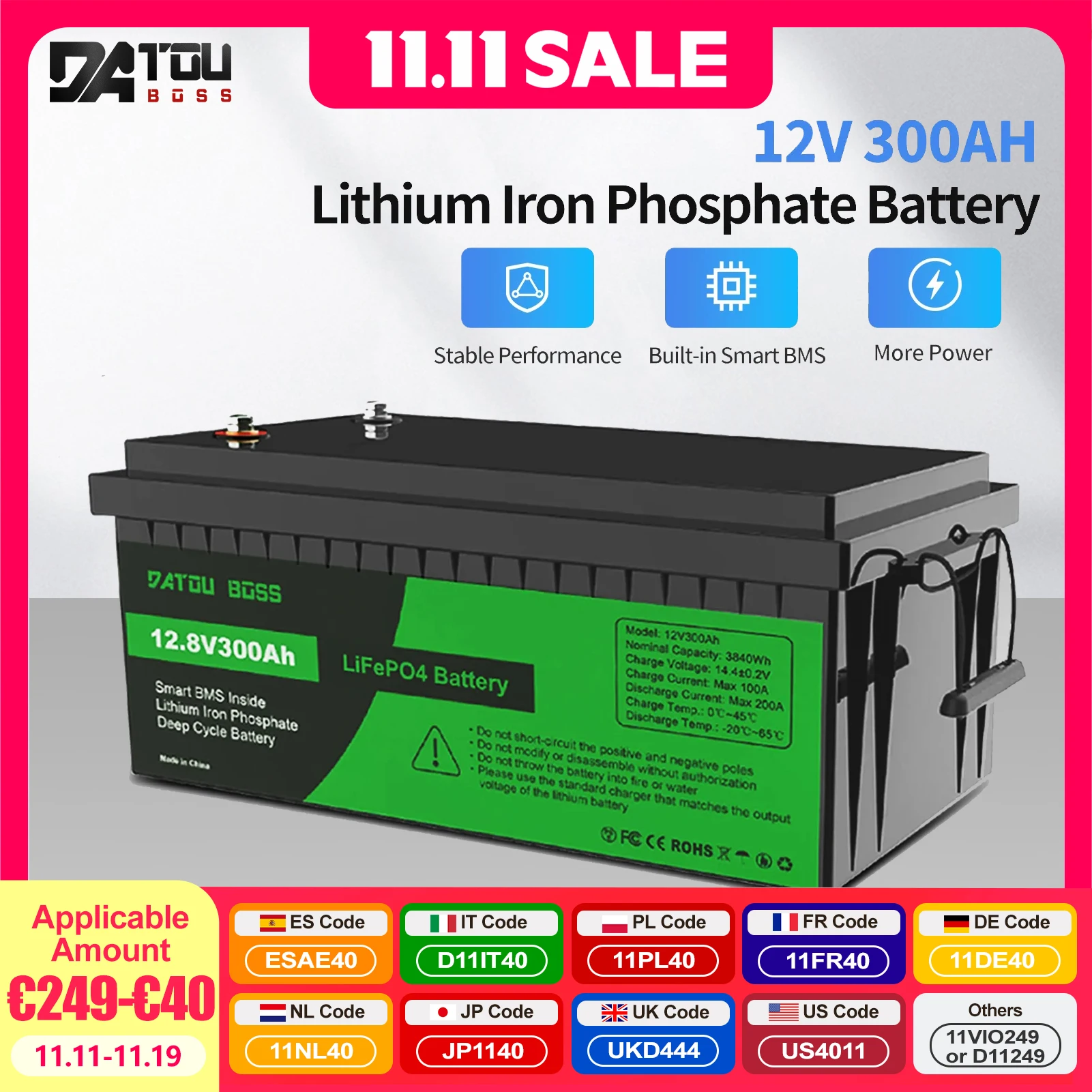 

DATOUBOSS литиевая батарея 12V100A200A300A LiFePO4 аккумуляторная батарея солнечный генератор с системой хранения солнечной энергии BMS глубокий цикл