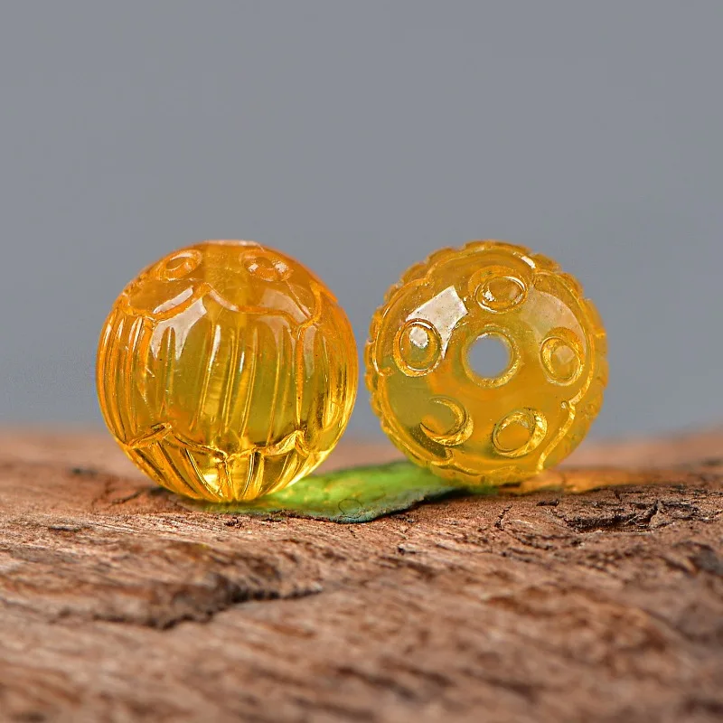Natural beeswax golden amber lotus beads DIY beads with beads