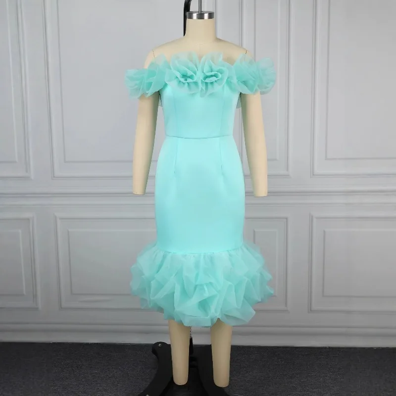 

Dashiki African Party Evening Dresses for Women Summer Elegant African Short Sleeve Polyester Bodycon Midi Dress Africa Clothing