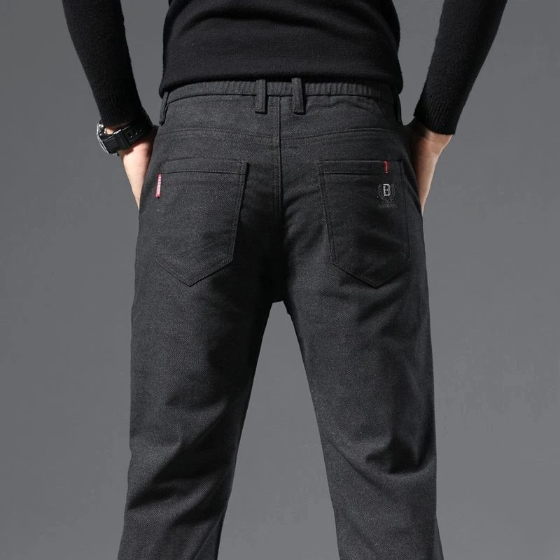 

Spring Autumn Casual Pants Elastic Waist Straight New Versatile Stretch Plaid Trousers Men