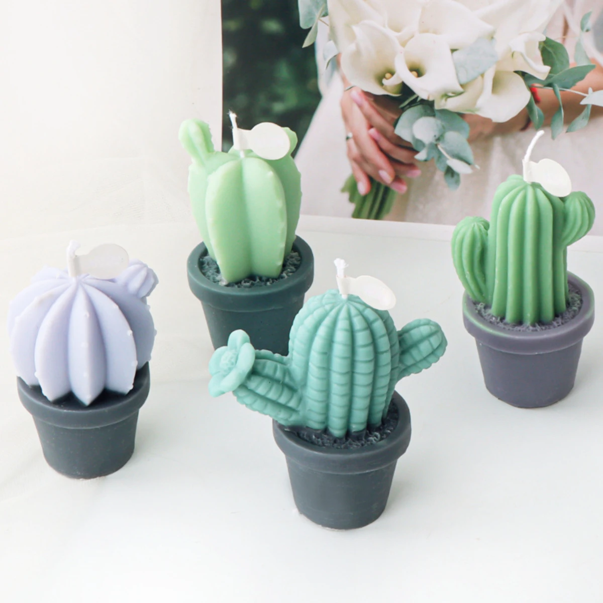 Desert Plant Cactus Candle Silicone Mould Multi Style Cactus Ball Soap Resin Making Set Summer Drink Ice Chocolate Desk Decor