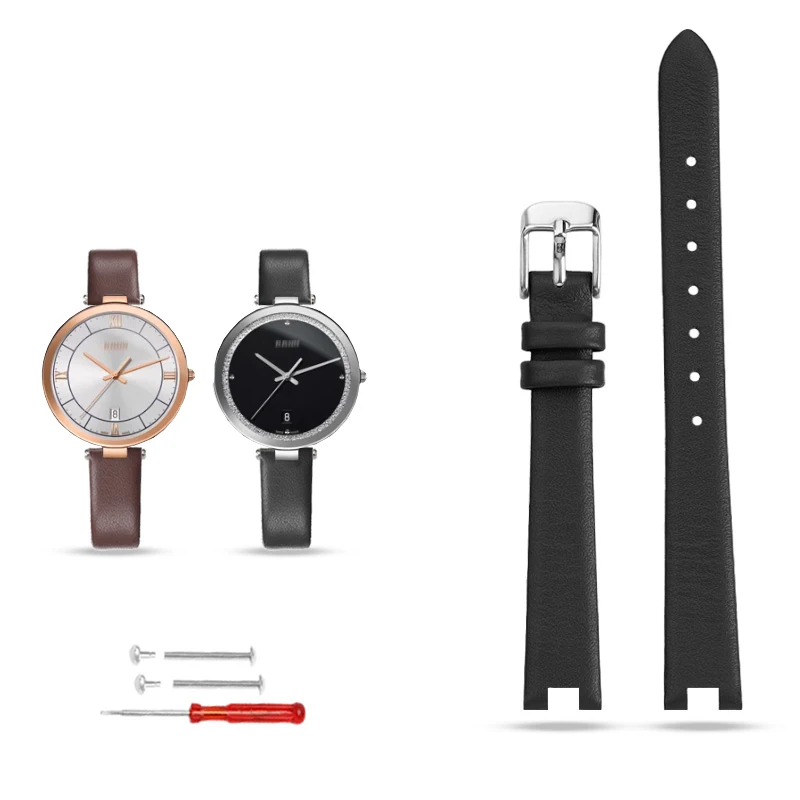 For Radar Crystal Coupole genuine leather watch strap R2285415 men's and women's notch strap butterfly buckle 14 password 18mm