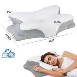 Cervical Neck Pillow Orthopedic Memory Foam Pillows for Back/Stomach Sleepers Contoured Support Pillows Butterfly Shaped Pillow