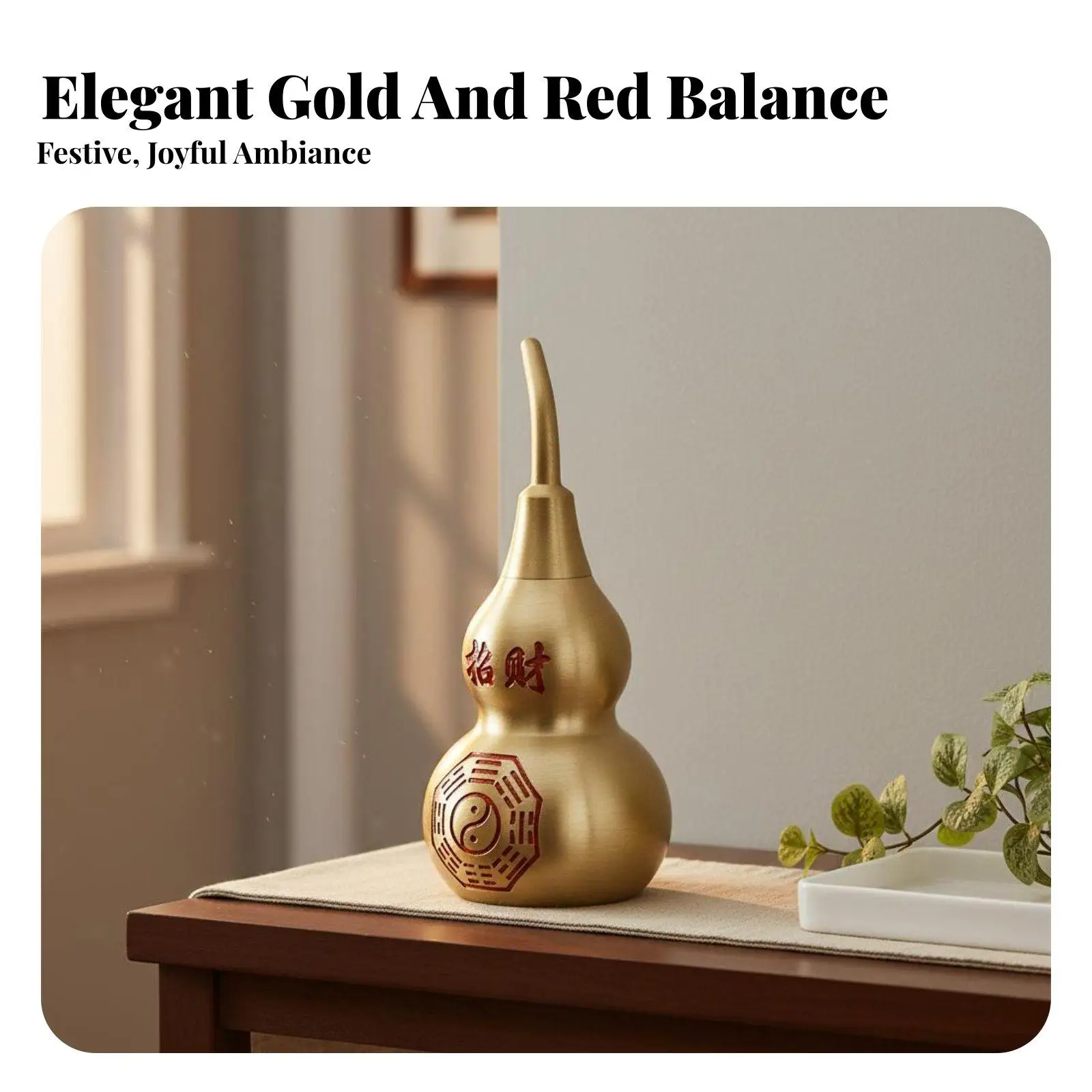 Hollow Copper Gourd Fine Craftsmanship Bagua Good Luck Gourd Easy to Clean Calabash Gourd Hu Lu Charm for Business Owners,