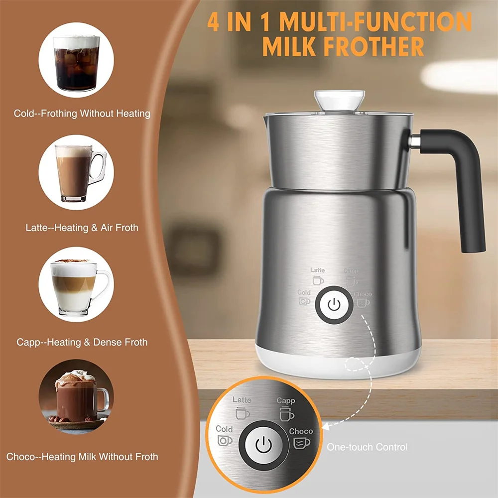 4 in 1 Multi-function Milk Frother Electric Hot and Cold for Making Latte Cappuccino Coffee Chocolate Kitchen Appliances DEVISIB