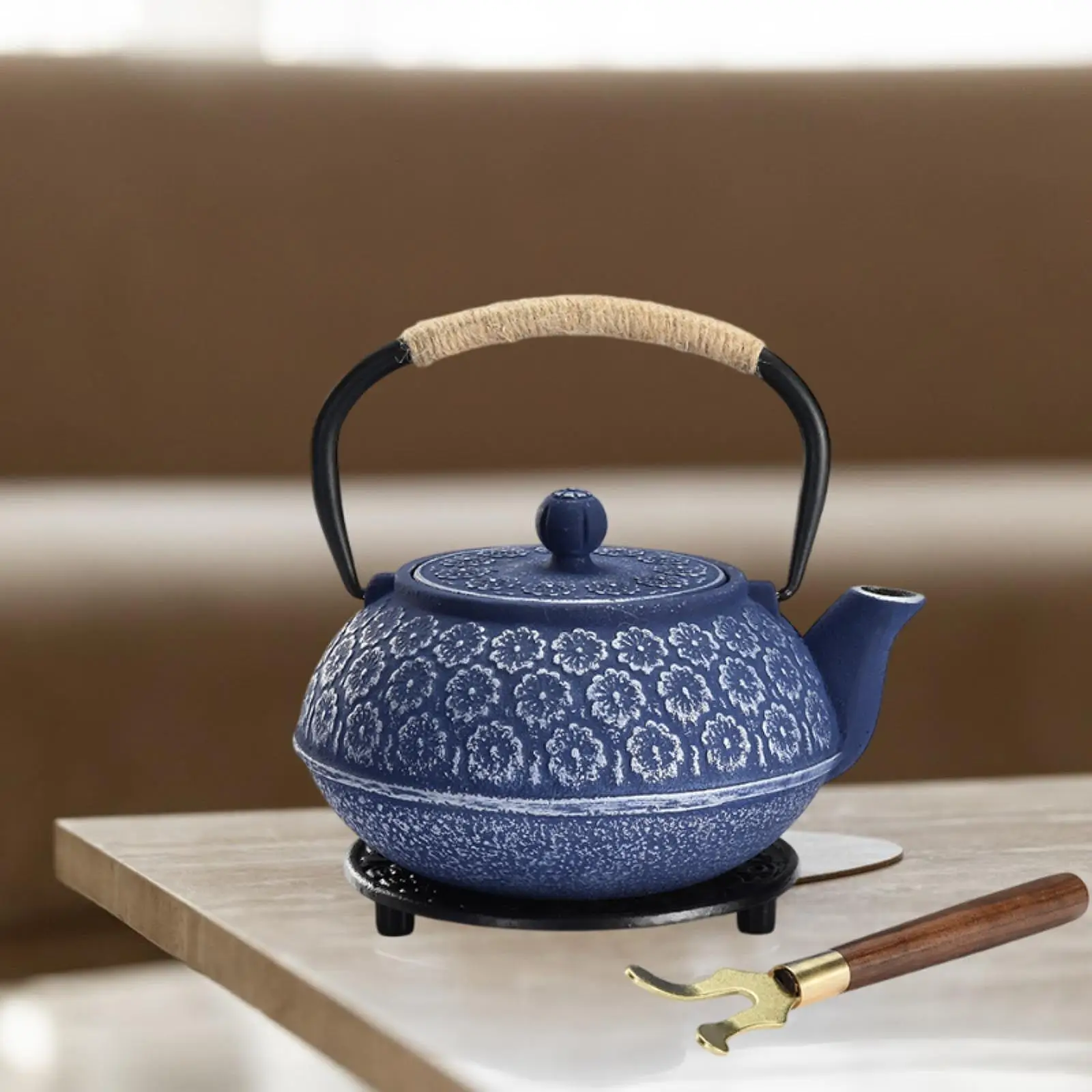 Japanese Cast Iron Teapot Internal Enamel Tea Maker for Boiling Hot Water Japanese Tea Pot for Tea Bags Hiking Hotel