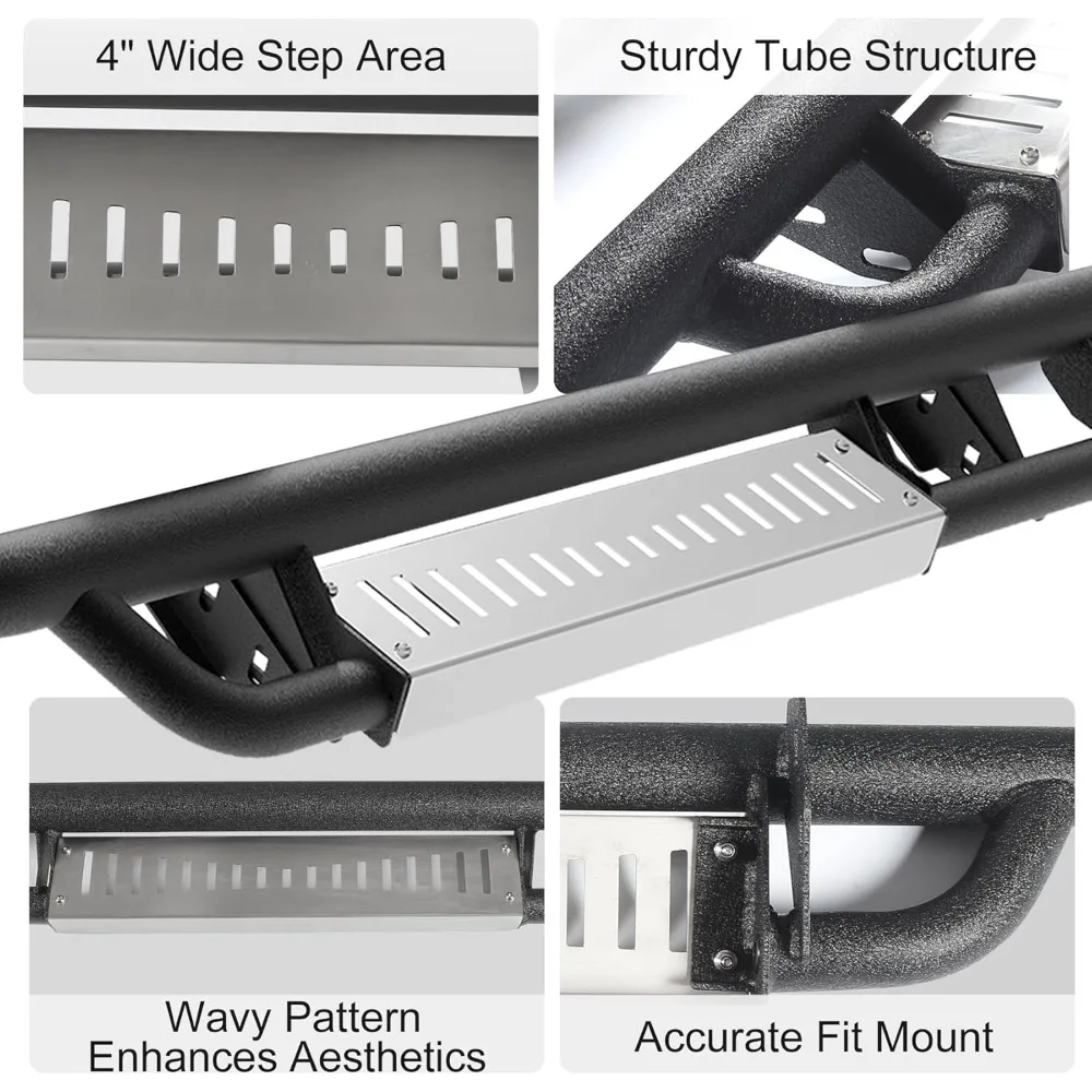 لوحات الجري مناسبة لـ Dodge Ram 1500 2019-2025 Crew Cab جسم جديد، خطوات جانبية مناسبة لـ Ram 1500 2025 شديدة التحمل من الفولاذ المقاوم للصدأ Pa
