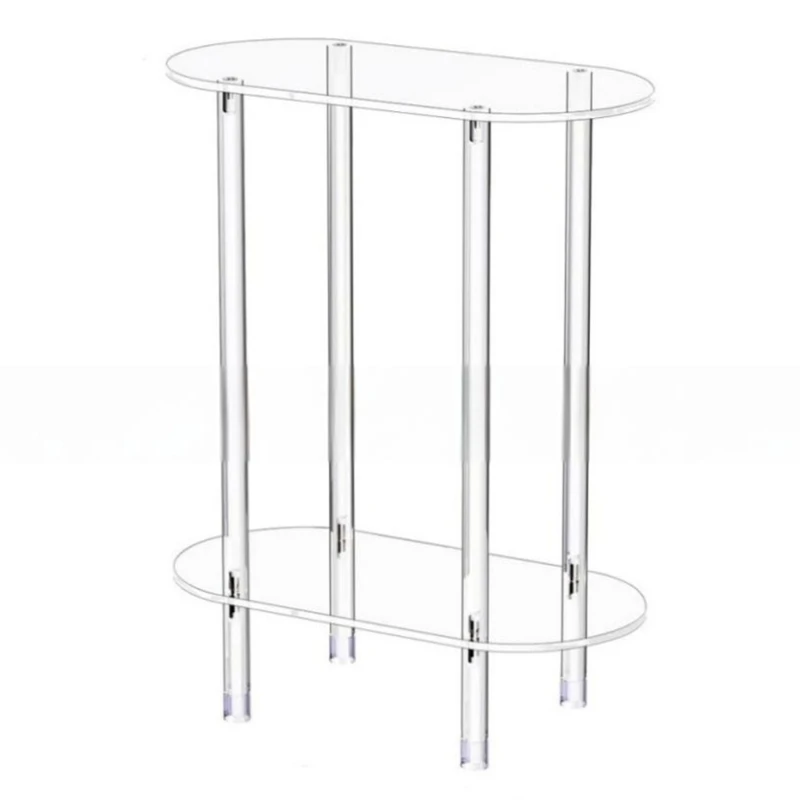 

Versatile Oval Acrylic Storage Stand 2 Layer Organizers Rack for Household Items