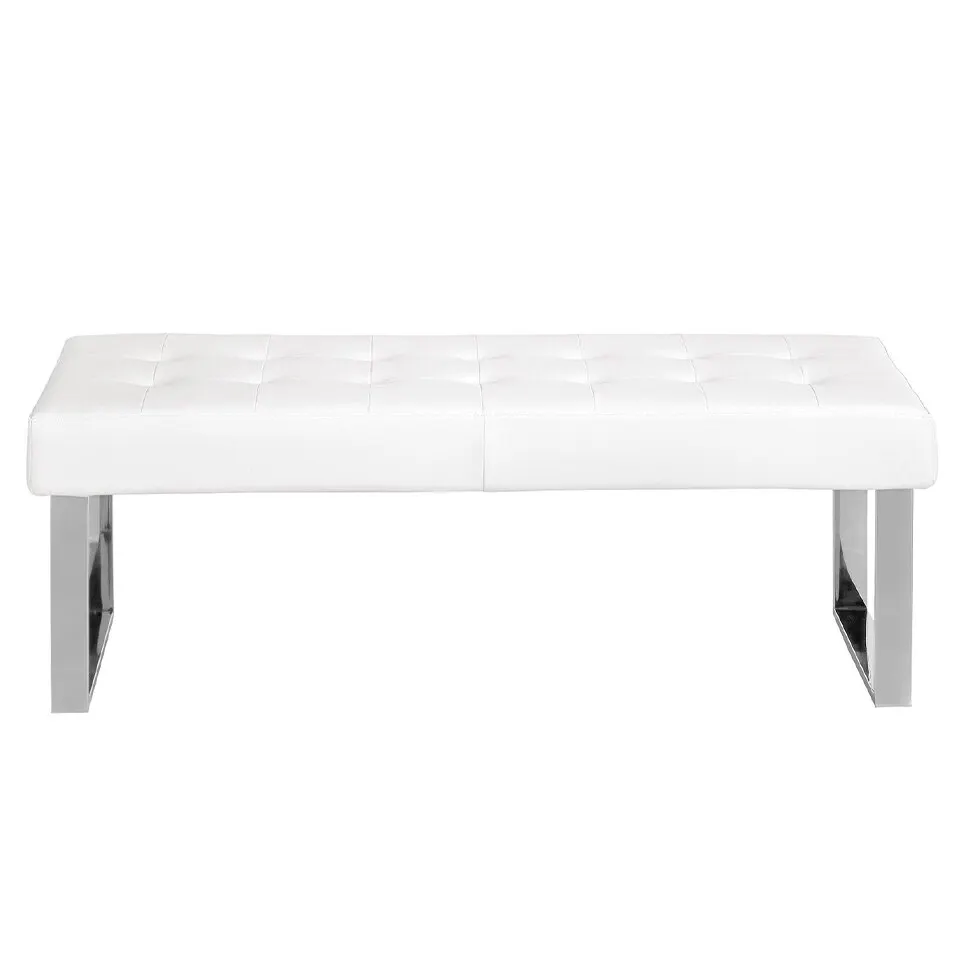 5000 banquette Angel Cerdá-barefoot banquette upholstered in leather and leg structure in chrome stainless steel.