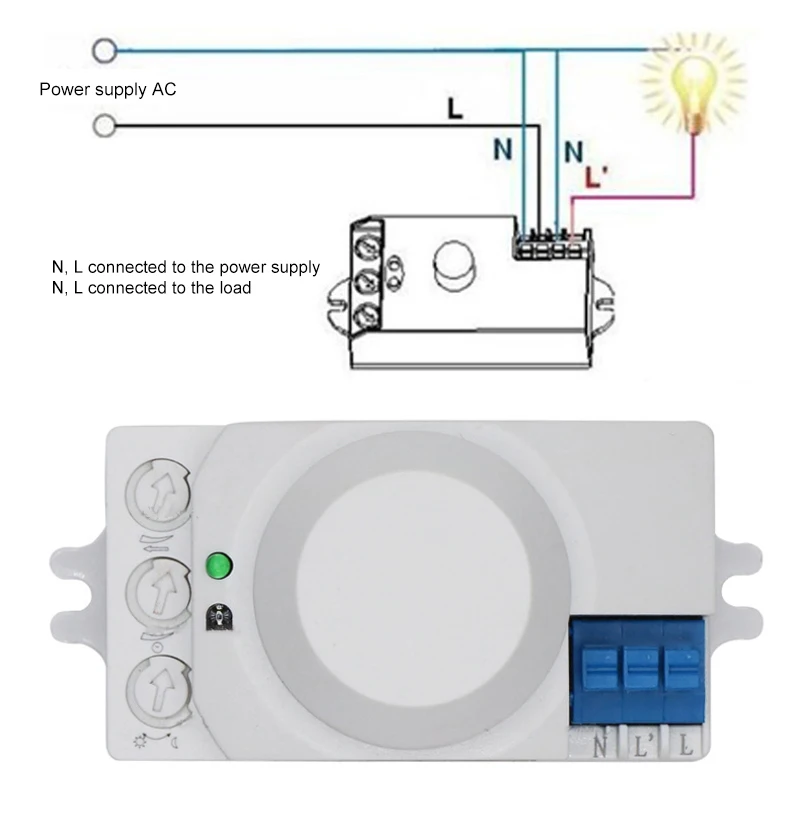 Microwave Sensor Switch 5.8GHz Radar Sensor Switch 360 Degree Radar motion Sensor Light Switch Body Motion Detector