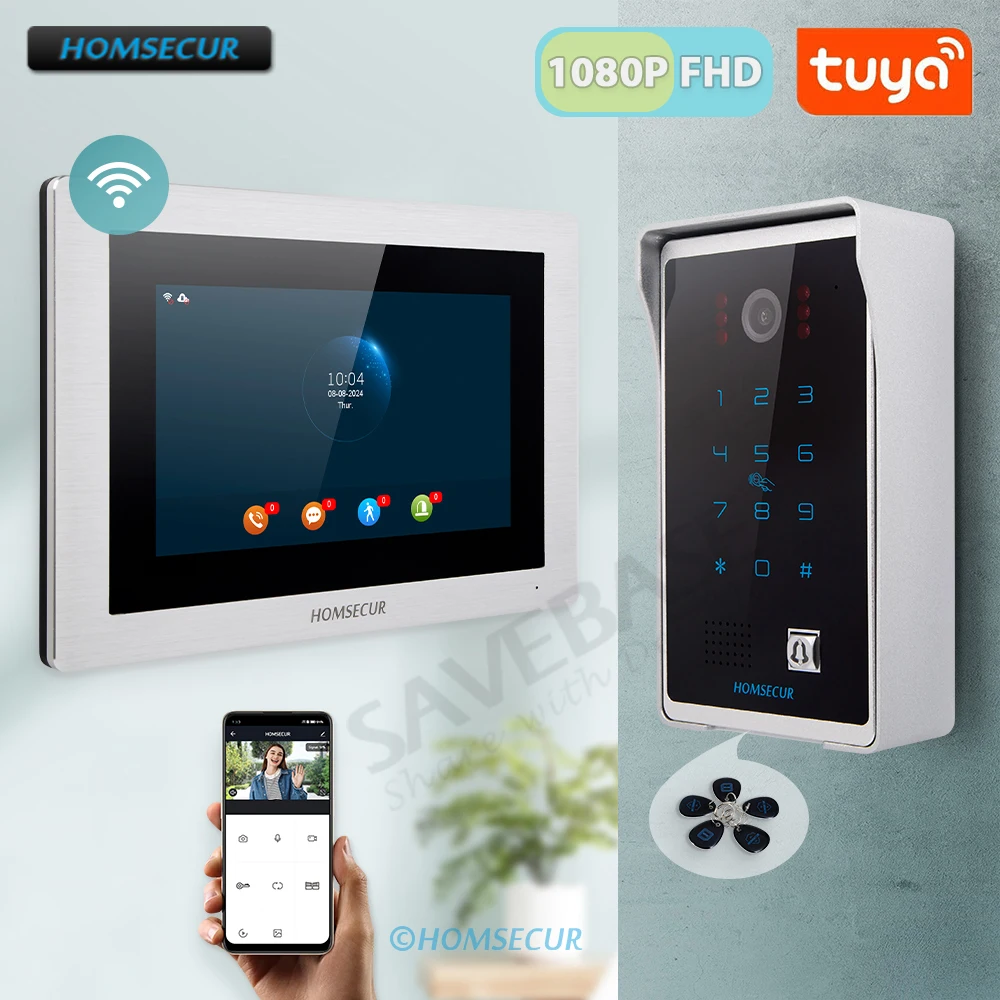 Tuyasmart APP HD Wired Home Security Video Doorphone Intercom 7” WIFI Monitor IP65 Doorbell Camera Password RFID Access Snapshot