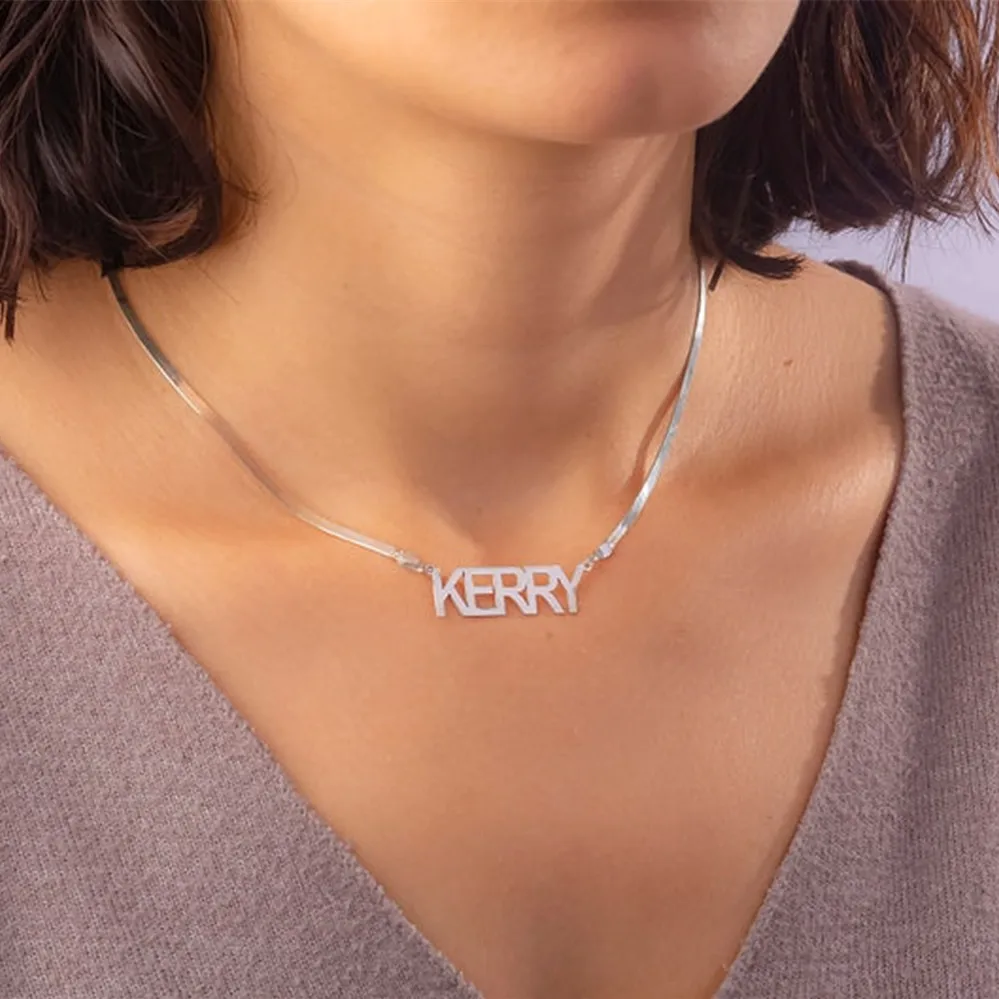 Personalized Jewelry Snake Chain Custom Name Necklace With Herringbone Chain Stainless Steel Gold Silver Collares Para Mujer