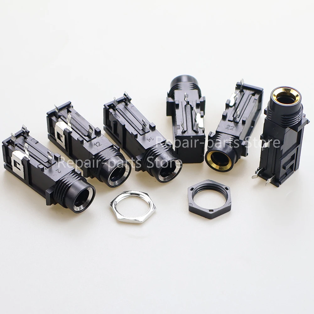 DIY 6,35 mm 6,5 mm Klinke vergoldet 3/4Pin Stereo Dual Channel Mikrofon Buchse Mutter 6,35 Audio gerade Klinke Stecker – Detail 4