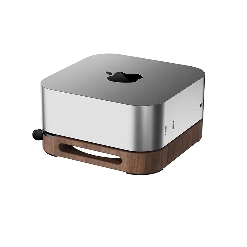 Für Mac Mini4 Desktop-Basis staubdicht Mini4 spezielle Nussbaum-Massivholzhalterung Wärmeableitung Belüftung Computerhalterung