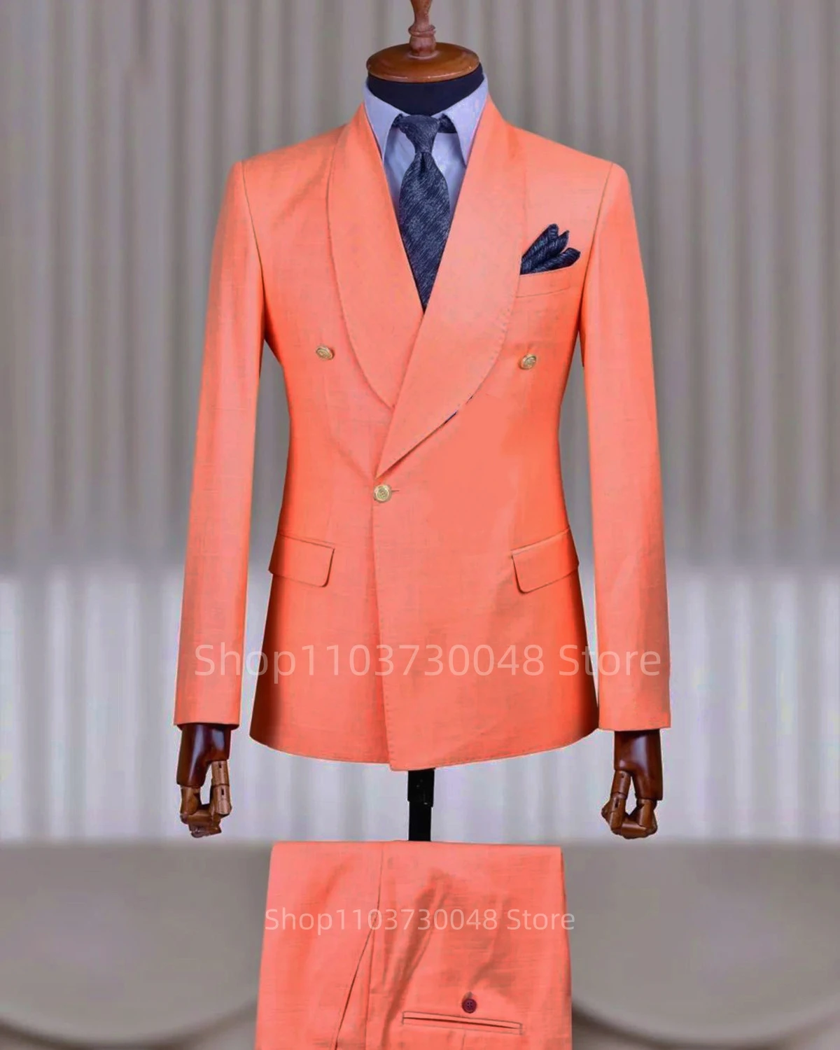 

Модный мужской костюм-двойка Smart Causal: деловой/свадебный костюм для жениха с шалевым воротником, двубортный пиджак и брюки