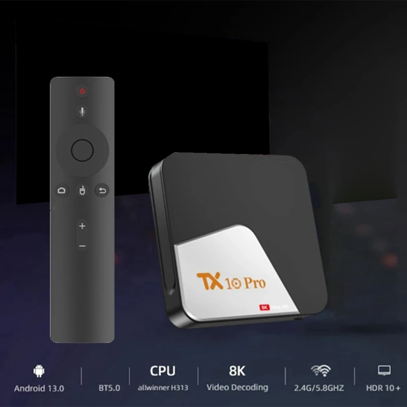 TX10 PRO Smart TV Box Quanzhi H313 5G 2.4G Dual Wifi TV BOX TV Box 8K For Android 13 Bluetooth 5.0 US-Plug Easy Install