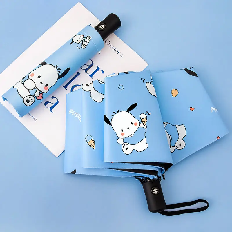 

New Sanrio Pochacco Automatic Umbrella Girls Cute Cartoon Student Folding Sunshade Sunscreen Korean Lovely Sun Umbrella Kid Gift