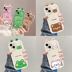 3D Ear Cute Animals Bear New Phone Case For Samsung Galaxy S25 S24 S23 S21 S20 FE Plus Ultra 4G 5G 3D Wave Soft TPU Back Cover