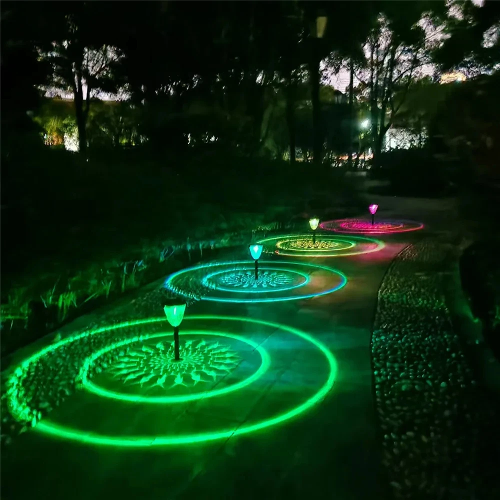 Imagem -05 - Circle Shadow Solar Pathway Lights Led Impermeável ao ar Livre Iluminação Path Landscape Gramado Pátio Jardim Lights 14pack