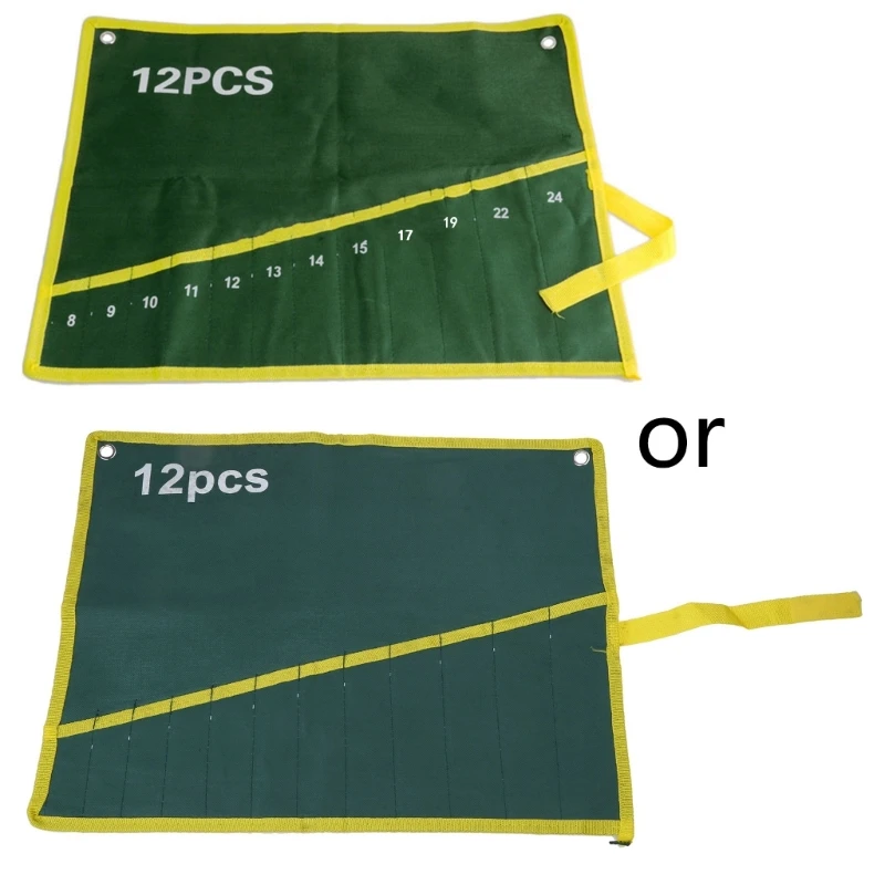 2022 New 12 Pockets Durable Canvas Spanner Wrench Tool Roll Up Storage Bag
