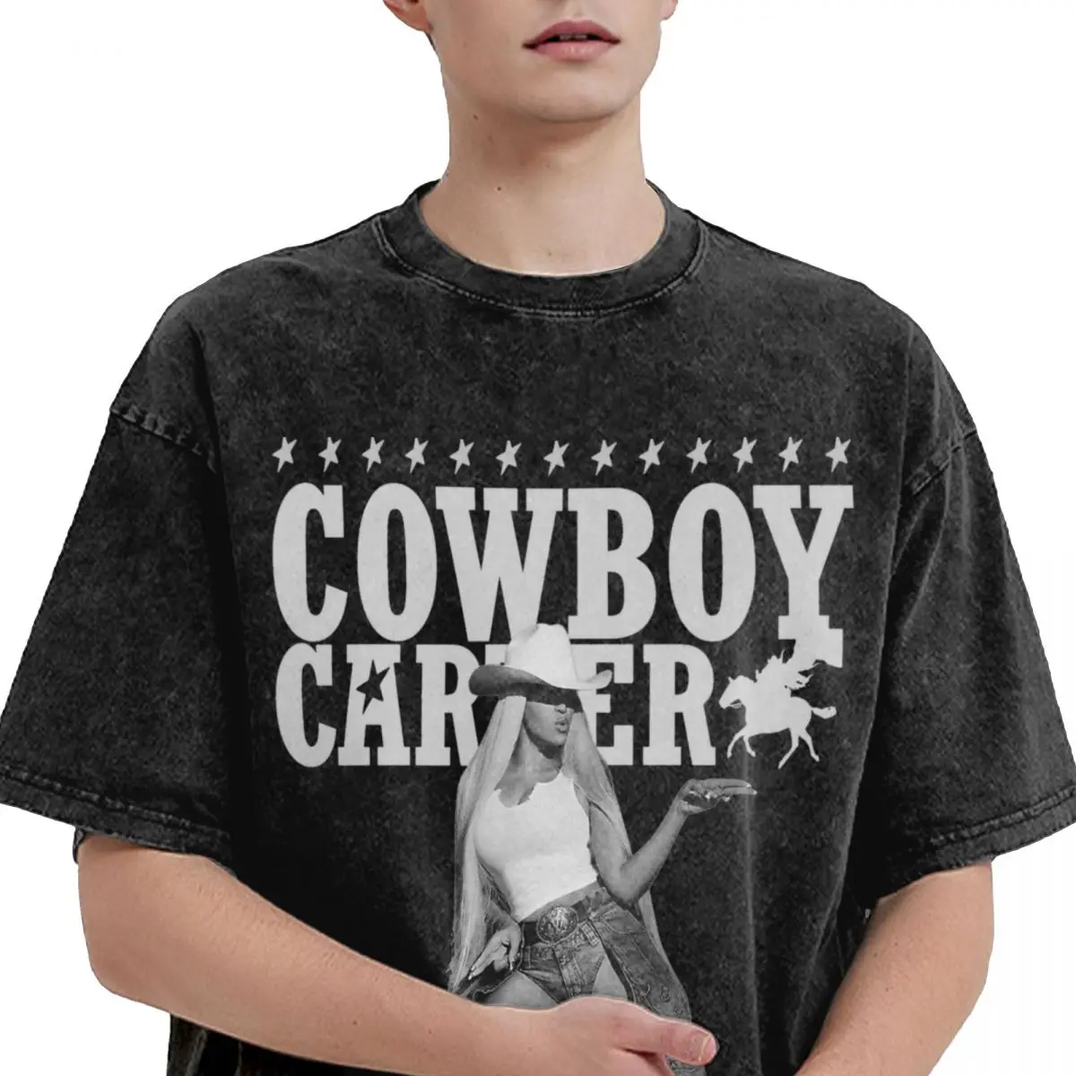 Cowboy Carter Album Beyonce 2024 Tour Outfit Washed T Shirt Men Women Streetwear Hip Hop T-Shirts Summer Tees Tops Cotton image 4