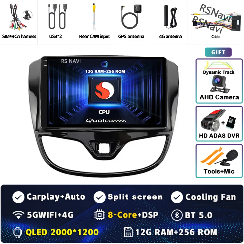 Android 15 Carplay Auto Qualcomm 2K QLED Scherm Autoradio Speler Voor Opel Karl Vinfast Fadil 2017-2020 GPS multimedia Wifi DSP