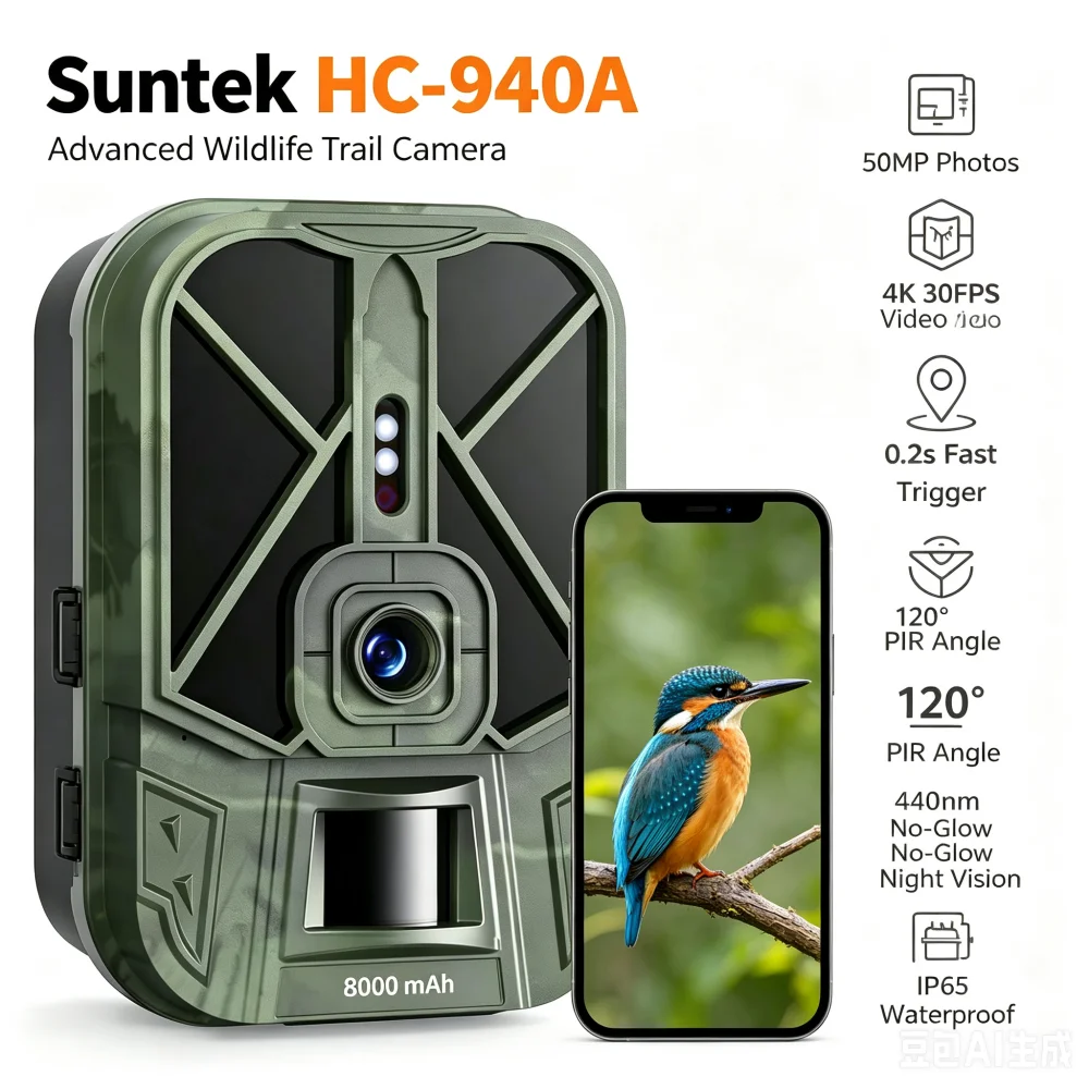 Outdoor HD 50MP 4K 8000mah Lithium Battery Waterproof Trail Camera  Infrared Night Vision Motion Activated Trap Game Cam