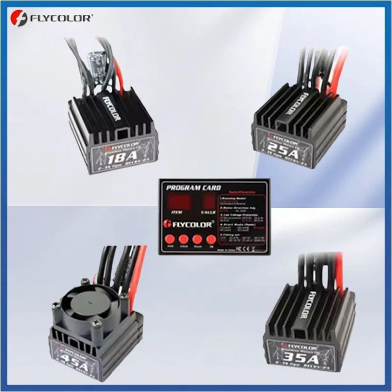 

Flycolor Lightning 18A 25A 35A 45A Water-Proof Car ESC 2-3S For RC 1/10 1/16 1/18 Cars Brushless Electroinic Speed Controller