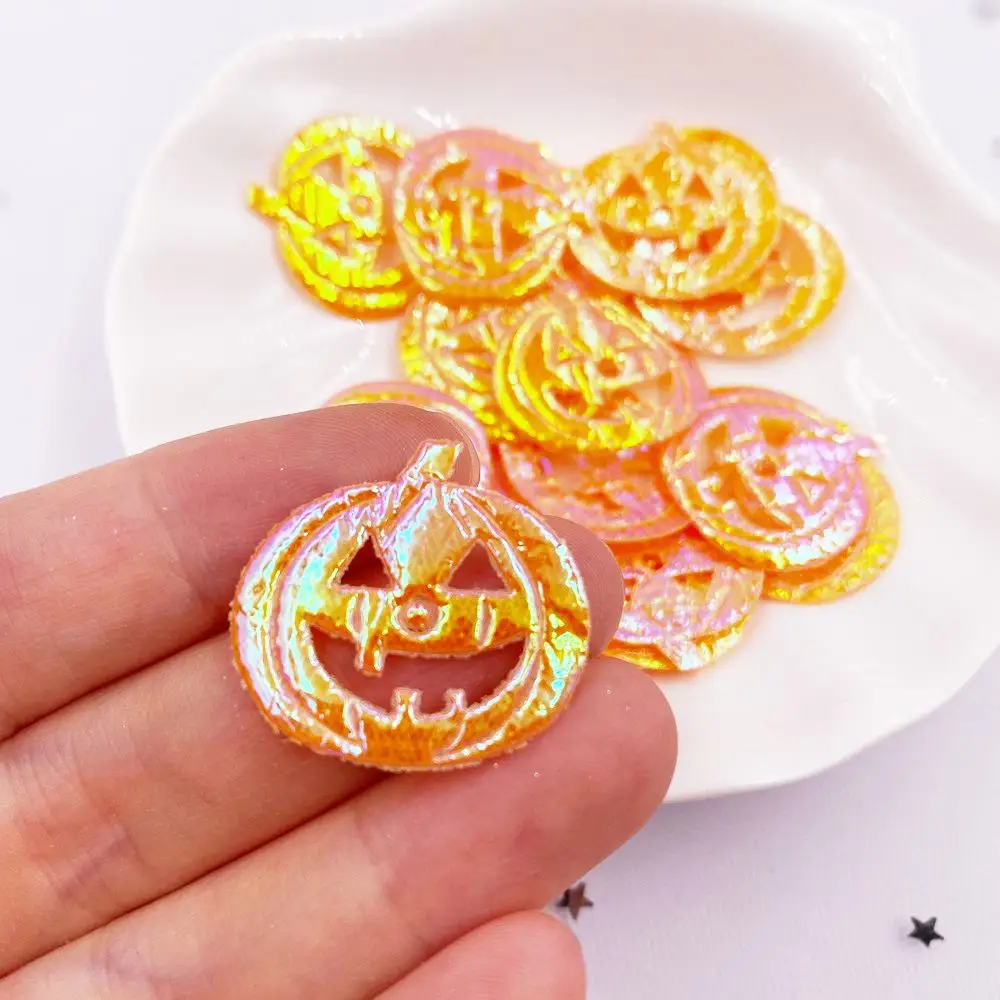 100PCS AB Loveliness Embossed Shinny Cute Cartoon Pumpkin Patches DIY Craft Applique Hairpin Parts Halloween Decor Craft