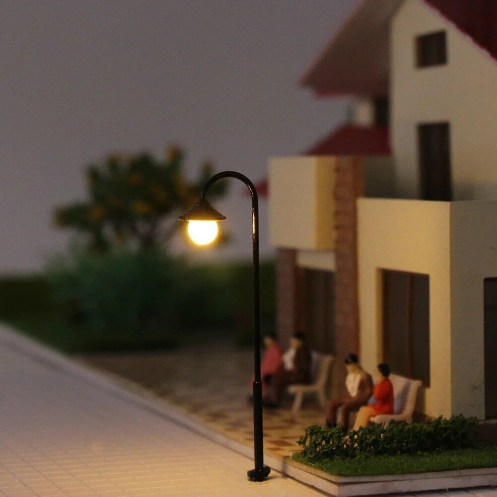 10pcs Model Railway Lights Led Lamppost Lamps Street Lgihts 1:160 Lamps N Scale 4.5cm Round Head Street Lights Train Layout Toys