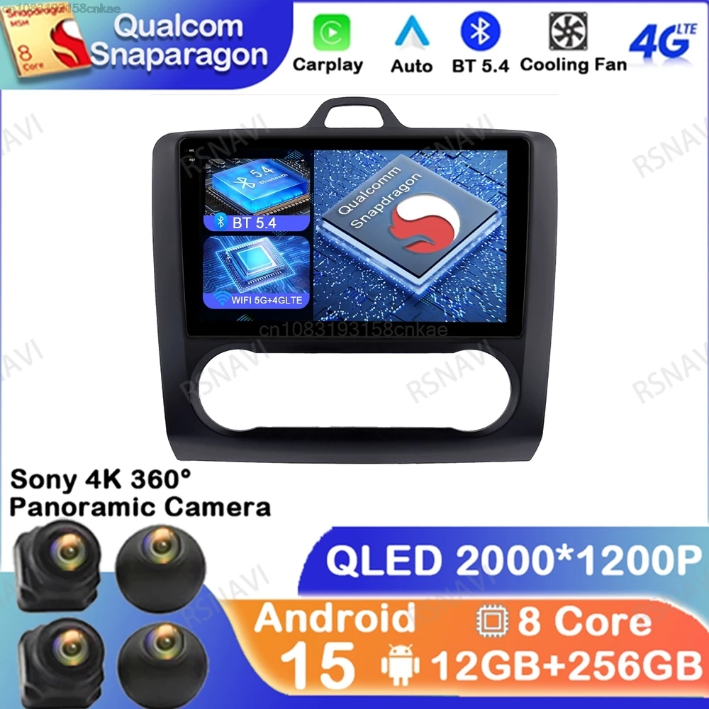 

Android 15 For Ford Focus 2 3 Mk2 Mk3 2004 2005 - 2011 Wireless Carplay Auto 4G LTE Viedo Player Navigation Multimedia Qualcomm