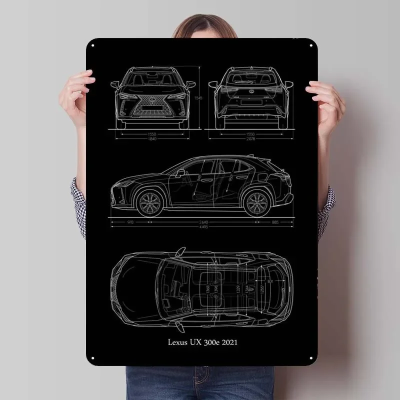 Lexus UX 300e 2021 Classic Car Metal Poster Wall Decor Living Room Decor Men Custom Metal Tin Signs for Wall Art Decoration Home