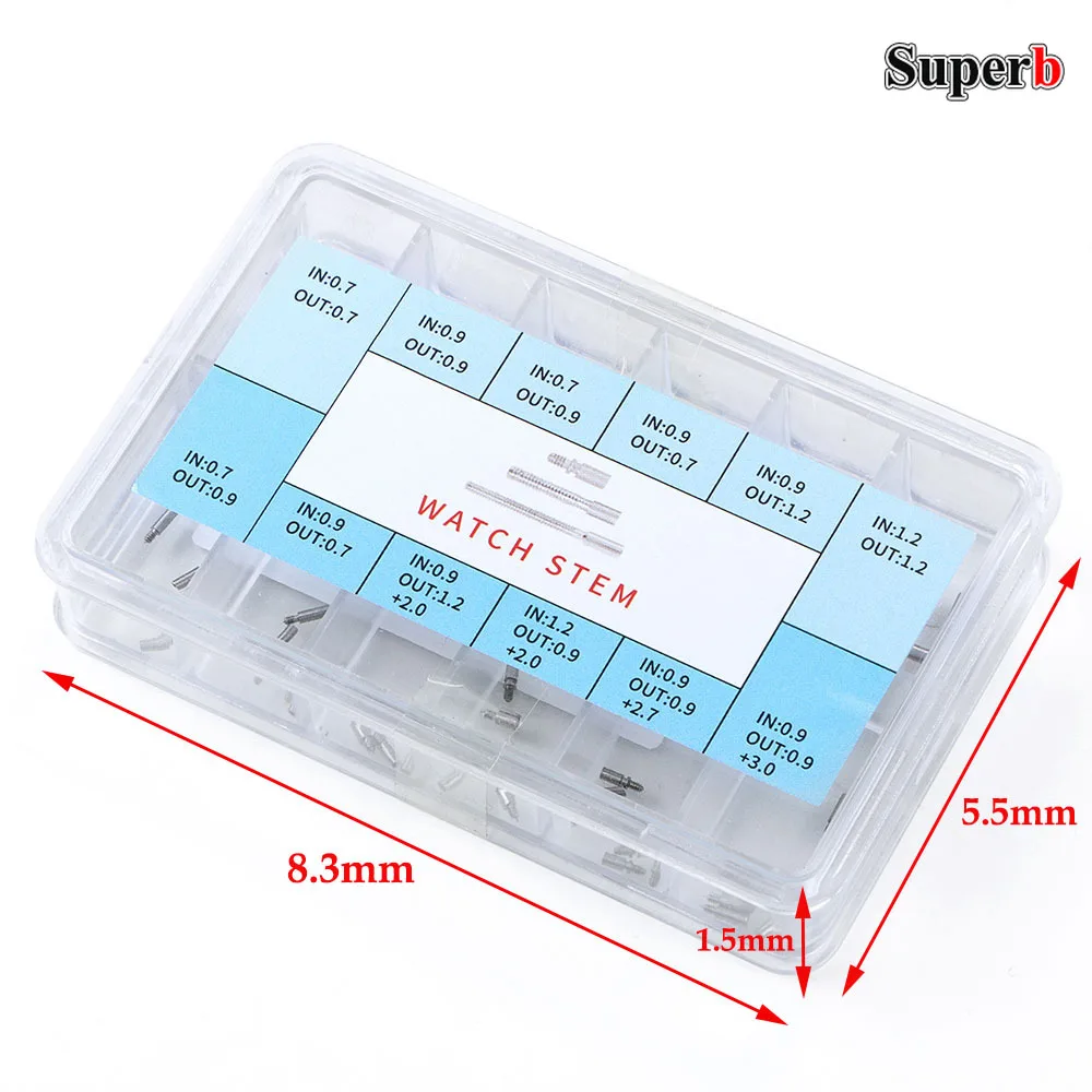 1 Box Stainless Steel Watch Stem Extender Watch Winding Stem Extender 0.7 to 0.9 Repair Part For Watchmaker Watch Accessories