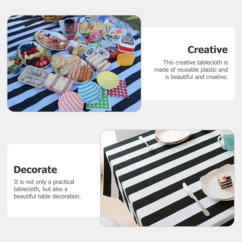 2pcs Stripe Tablecloths Reusable Plastic Dining Table Cover For Indoor Outdoor Party Picnic Birthday Decoration Carnival Holiday